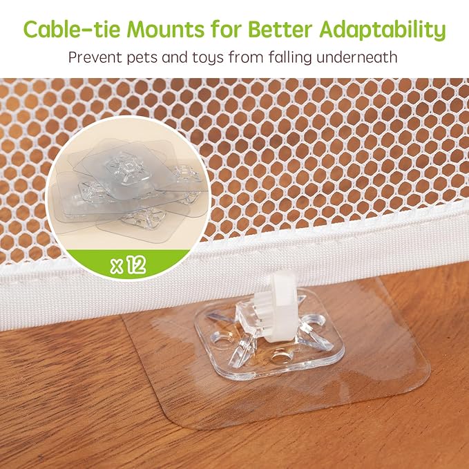 Baby Gates for Stairs with Banister, Guard Safety Net for Baby, 10ft x 3ft Stair Railing Mesh Barrier for Kids, Cats, Dogs, Child Safety Rail Guard, White