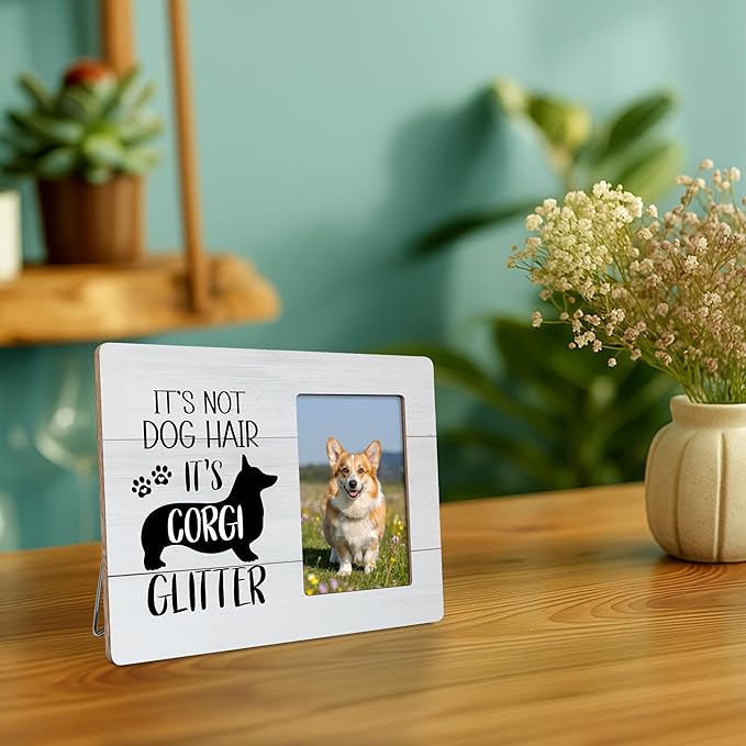 Corgi Dog Picture Frame, Gifts for Corgi Lovers, It's Not Dog Hair, It's Corgi Glitter Frames Fits 4x6 Photo