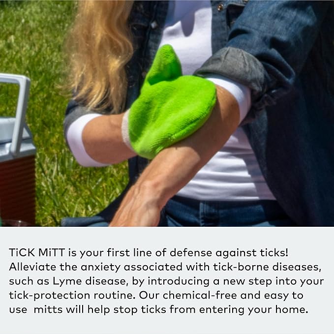 TiCK MiTT Green Tick Removal Glove: Gently Remove Ticks from Humans & Pets - Chemical-Free, Durable, Portable, Easy to Use Tick Management Tool for Outdoor Adventures & Everyday Use