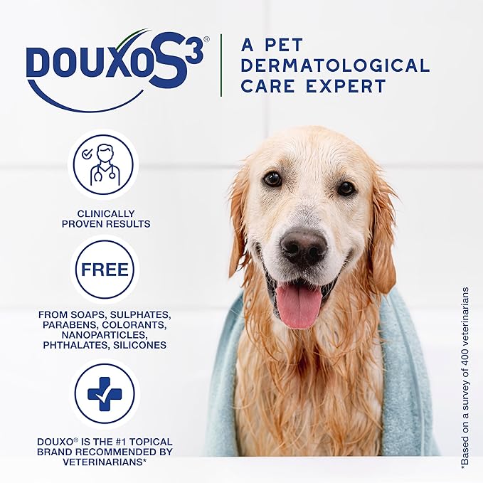 Douxo S3 Seb Shampoo, Contains 0.5% Ophytrium, Odor Control & Seboregulating, For Oily to Flaky Skin, Seborrhea, For Dogs and Cats, 16.9 fl. oz. (500mL)