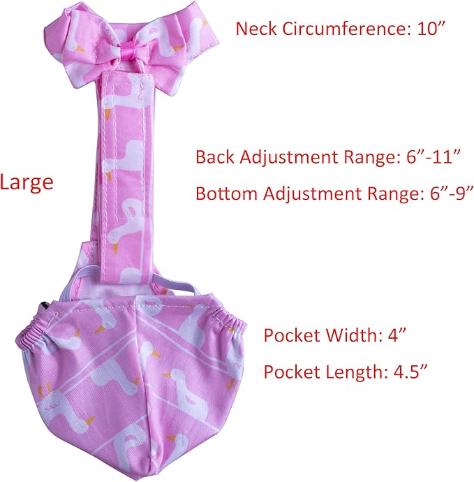 BestParts Adjustable Diaper Waterproof Reusable Diapers, Cloth Diaper Wearable Poultry for Farm Pet Goose, Pet Duck,Pet Chicken, Adhesive Version (Pink Swan, L(4.41-8.82pounds), 1, Count)