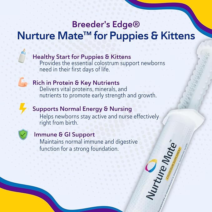 Revival Animal Health Breeder's Edge Nurture Mate - Colostrum Supplement for Puppies & Kittens, Dogs, Cats - 30 ml Paste