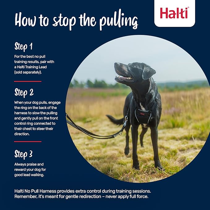 Halti No Pull Harness - Stop Your Dog Pulling on the Leash. Adjustable, Lightweight and Easy to Use. Reflective Dog Training Harness for Large Dogs (Size L, Black)