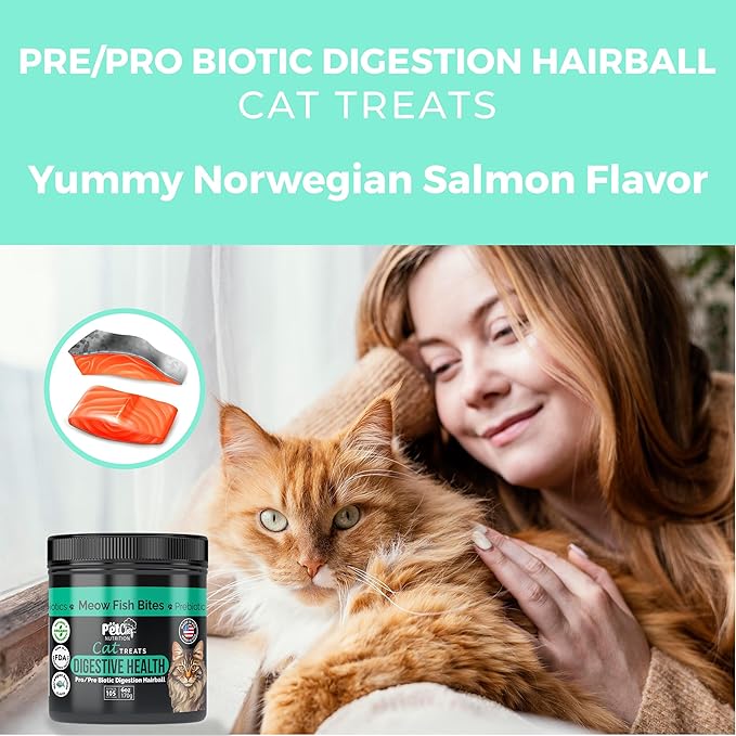 Pet Chef Probiotic Treats for Cats Digestive & Gut Health Support for Indoor Cats, Coat Softening Blend, Helps Reduce Diarrhea - Suitable for All Breeds