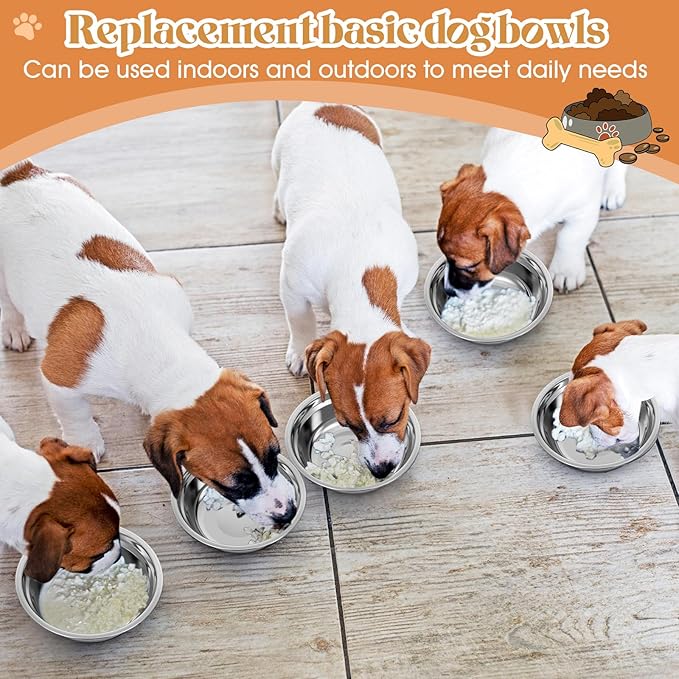Zhehao 30 Pcs Stainless Steel Dog Bowls Bulk Metal Dog Food and Water Container Replacement Lightweight Pet Bowl for Cage Kennel and Crate(23 oz)