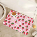 Cute Strawberry Flower Dog Cat Food Mat,Pink Absorbent Pet Feeding Mat with Rubber Backing,Non-Slip Water Bowl Placemat,Indoor Pet Accessories Supplies 16"x24"