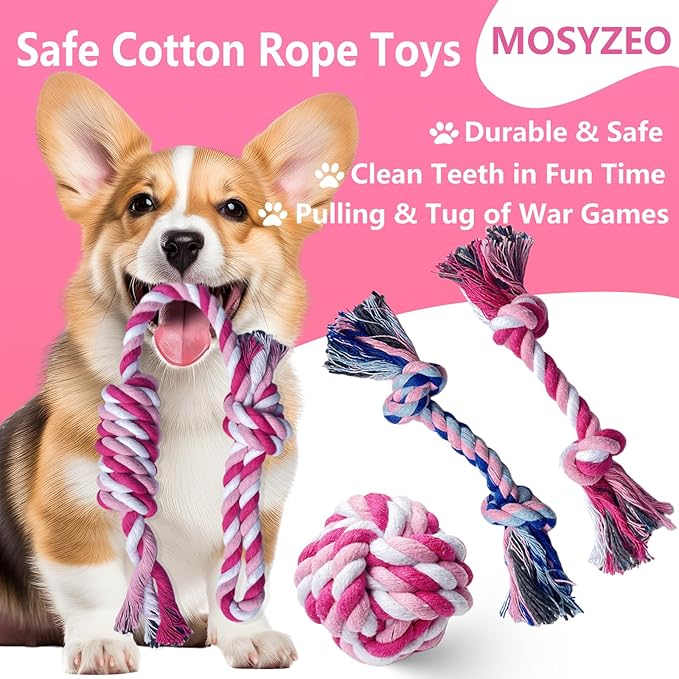 20 Pack Dog Chew Toys for Puppy, Small Dog Toys with Ropes, Treat Ball and Squeaky Plush Toys for Puppy Teething, Rubber Chew Toys