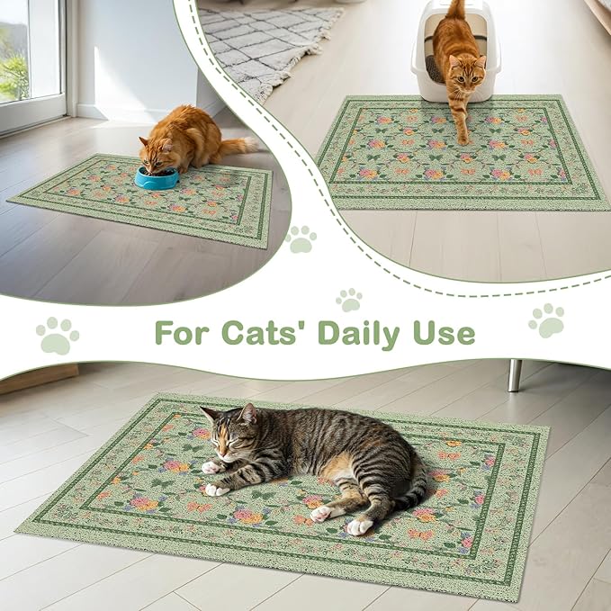Unicorn Catcher 33x22 inches Cat Litter Mat Non-Slip Bottom Litter Box Mat Urine-Proof Soft Litter Mat for Cats Waterproof Pads Protects Floors Cat Mat for Litter Box