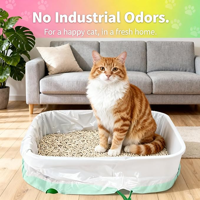 30 Count Jumbo Litter Box Liners 37" X 18", Large Cat Litter Bags with Heavy Duty Drawstring, Extra Thick Leakproof Cat Pan Liners for Kitty Box, Assorted Colors