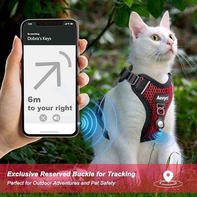 Cat Harness and Leash for Walking Escape Proof Soft Adjustable Cat Leash Breathable Honeycomb Structure Comfortable Vest Easy to Wear Kitten Harness for Outdoor Travel, Honeycomb Red, M