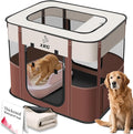 Portable Foldable Pet Playpen Collapsible Crates Kennel Playpen for Dog cat and Rabbit &Travel playpen Outdoor or Indoor (Large（35.4" L x 27.6" W x 23.6" H）, Brown)
