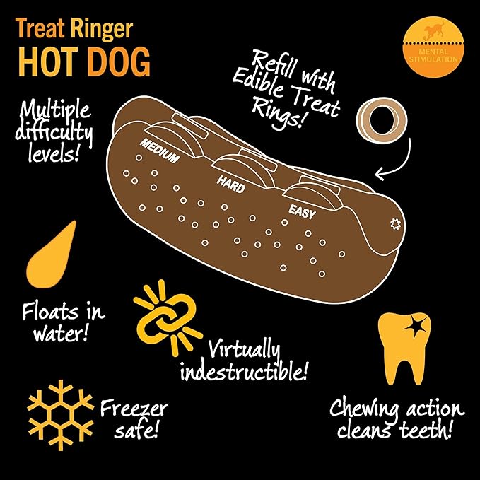 Starmark Treat Ringer Hot Dog Toy for Small Dogs (Pack of 2)