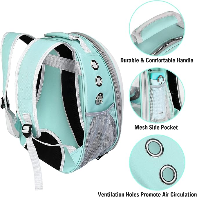 Bird Backpack, Bird Carrier Travel Cage with Perch, Portable Wildbird Carrier Bag, Parrot Parakeet Cockatiel Cage w/Toy Stainless Steel Food Bowl Tray for Conures Budgie Canary Lovebirds Small Animal