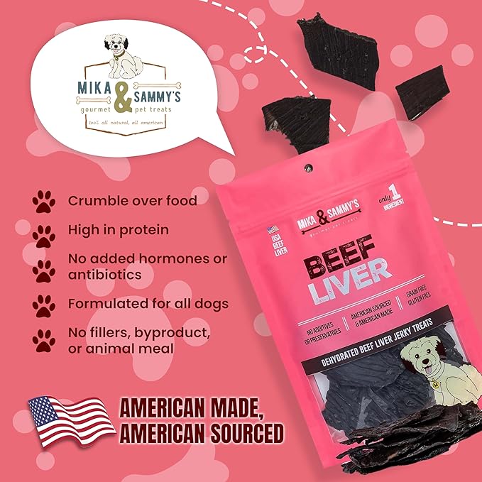 Mika & Sammy's Gourmet Beef Liver Jerky Dog Treats Made in The USA. (Beef Liver 12 Oz)