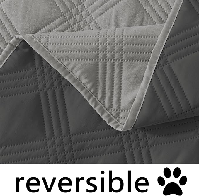 hyha Waterproof Dog Blanket, Reversible Pet Bed Blanket, Soft Sofa Couch Cover for Dogs Washable, Waterproof Pet Couch Covers for Sofa Puppy Cats Furniture Protector(52"x82", Grey/Dark Grey)