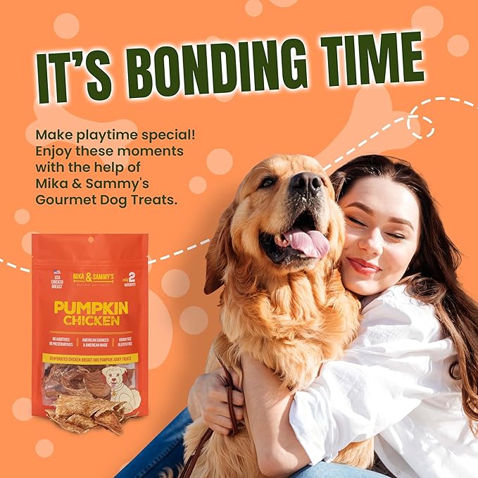Gourmet Jerky Dog Treats -Made in USA only, Cage-Free, No Additives (Pumpkin Chicken 12 oz)