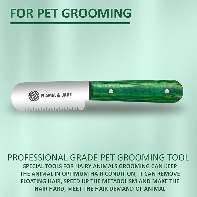 FLAMIA & JABZ FJ Professional Stripping Knife, Right handed, 3 inch blade (Stainless Steel) (Coarse, Green)