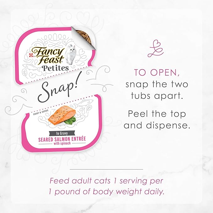 Purina Fancy Feast Petites Seared Salmon Entree With Spinach in Gravy Gourmet Wet Cat Food - (Pack of 12) 2.8 oz. Tubs