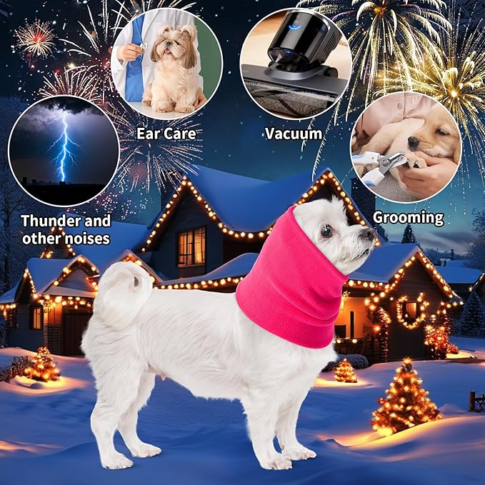 3Pack Dog Calming Hoodie for Small to Large Dogs High Elastic Pet Anxiety Relief Ear Wrap Cat Calming Collar Noise Reduce Protection for Fireworks,Thunder,Force Drying(Small+Medium+Large) (Pink)