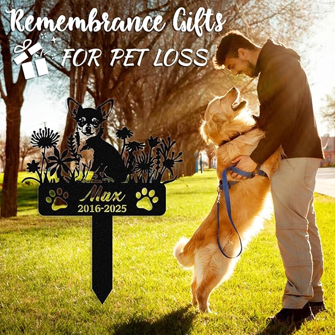 Personalized Pet Graves Marker Dog, Custom Pet Headstone, Waterproof Memorial Plaques for Outdoor, Pet Cemetery Markers Yard Decor, Memorial Garden Stakes, Dog Remembrance Gift Color08