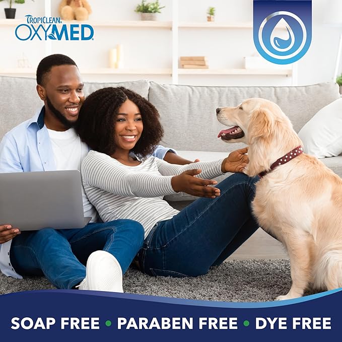 TropiClean OxyMed Hypoallergenic Dog Shampoo for Allergies and Itching, Skin Soothing Shampoo for Pets with Sensitive Skin, Tearless, Cat Safe, 20oz.