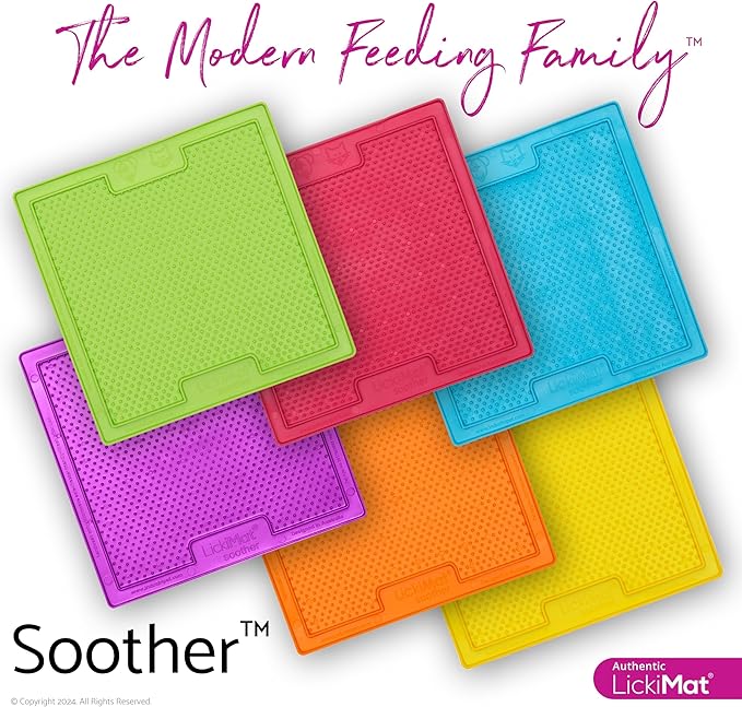 LickiMat Classic Soother, Cat Slow Feeder Lick Mat, Boredom Anxiety Reducer; Perfect for Food, Treats, Yogurt, or Peanut Butter. Fun Alternative to a Slow Feed Cat Bowl or Dish, Pink