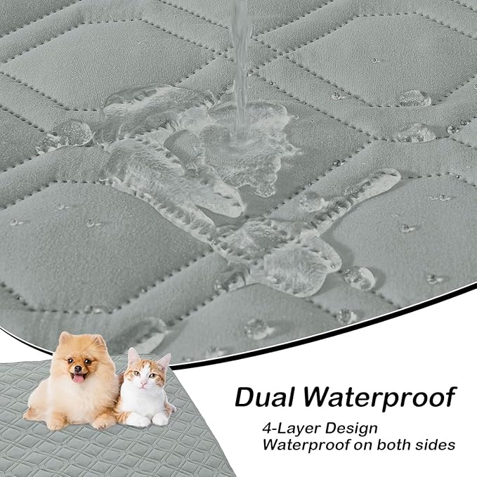 hyha Waterproof Dog Bed Blanket, Soft Pet Blankets, Waterproof Couch Cover for Dogs, Reversible Sofa Covers Washable for Furniture (40x70 Inch, Grey/Dark Grey)