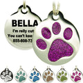 PetANTastic Engraved Cat Tags - Personalized with 4 Lines of Custom Engraved ID, Round Paw Print Stainless Steel Enameled in 6 Colors: Ocean Blue, Aquamarine, Deep Pink, Magenta, Pale Green, Amber