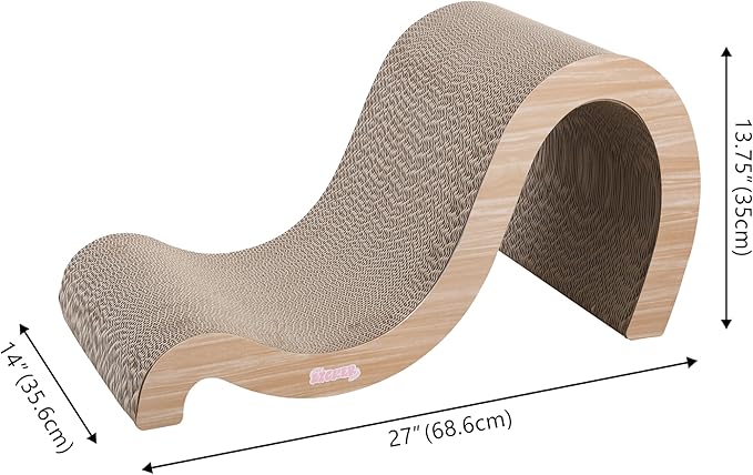 CSR1013C Kona 27" Modern Cardboard Double-Sided Wave Cat Scratcher with Catnip, Oak Wood