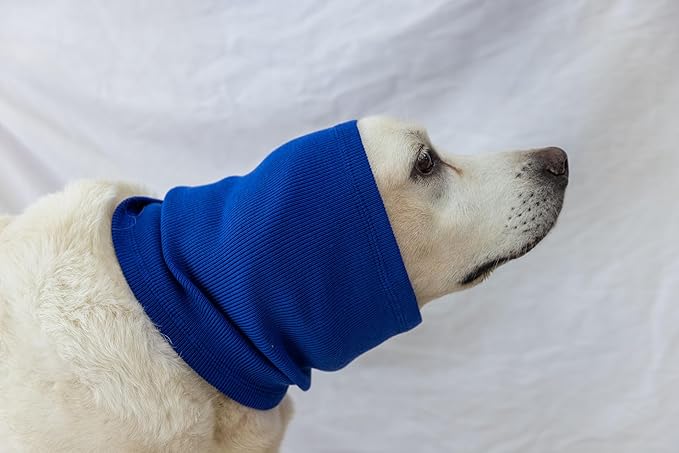Dog Ear Muffs for Noise Cancelling, Ear Covers Outdoor Activities Neck Snood for Dog (Blue L)