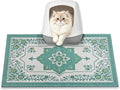 Cat Litter Mat, 24" x 16" Litter Box mat, Traps 100% Litter, Non-Slip Kitty Litter Trapping mats, Small Cute Litter mat, Easy Clean for Scatter Control, Bohe cat Food mat, Urine Waterproof