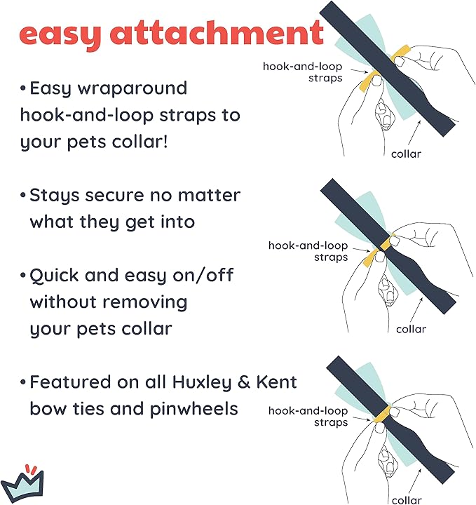 Huxley & Kent Pet Bow Tie for Dogs & Cats - Adjustable Hook & Loop Collar Accessory - Cute & Comfortable for Holidays & Celebrations - Navy Check, Large