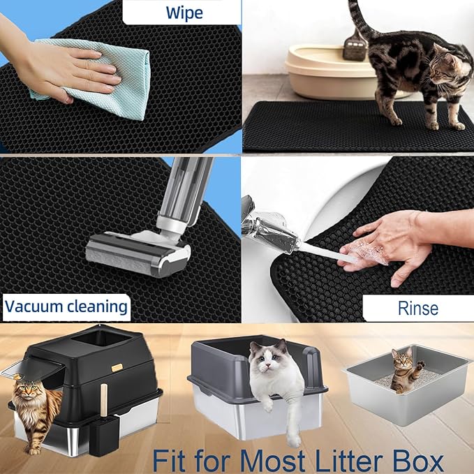 Cat Litter Mat Double Layer Litter Trapping Mat Kitty Litter Box Mat 23.4x14.7 inch Water Proof Cat Litter Catching Mat