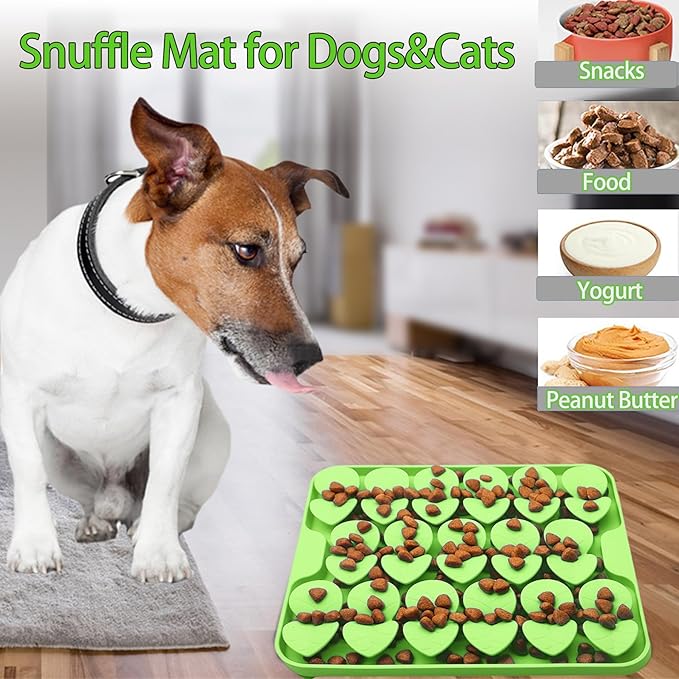 Small Silicone Snuffle Mat for Small Dog Puppy Cat Slow Down Eating,Slow Feeder Lick Mat for Dry Wet Food for Pet Training Smell,Encourages Natural Foraging Skill,Relieving Stress (Green)