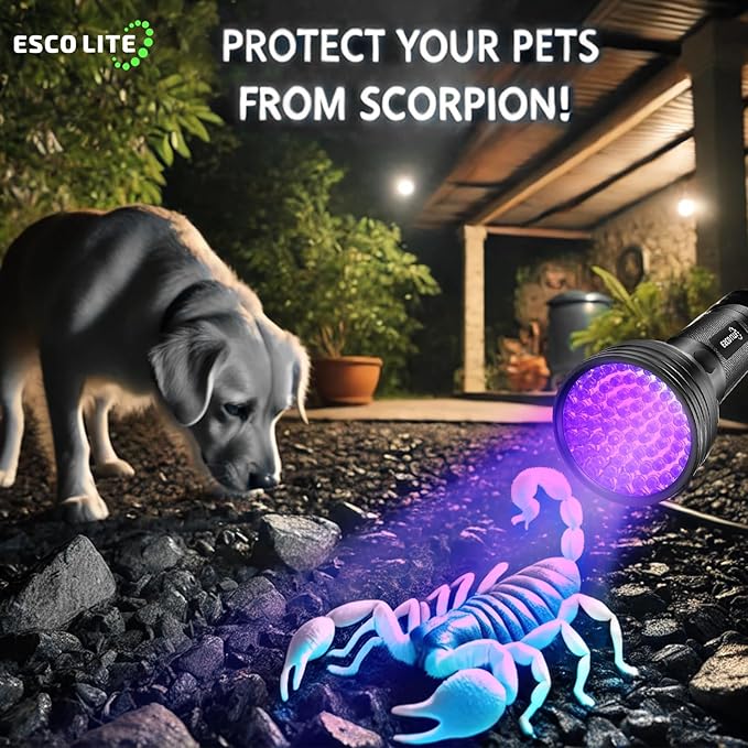 ESCO LITE UV Flashlight Black Light, 51 LED 395 nM Ultraviolet Blacklight Detector for Dog Urine, Pet Stains and Bed Bug