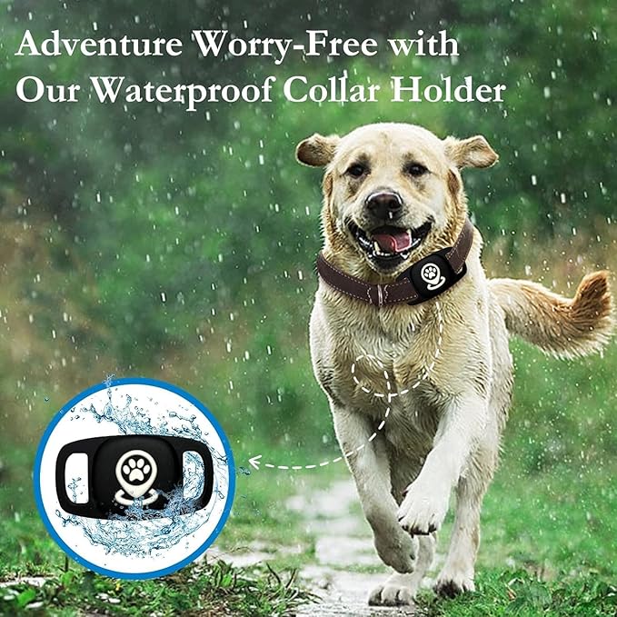 Pet Tracker for Dogs, Dog Tracker Smart Pet Location Tracker with Holder, Smart Item Finder, MFi Certificated Dog Tracking Device, No Monthly Fee, Works with Find My(iOS Only) (Black Case)