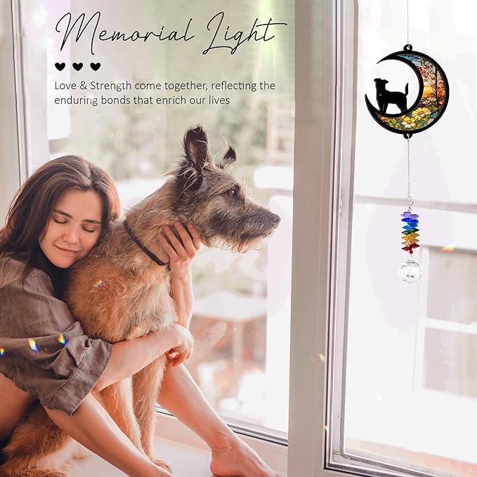 Pet Memorial Suncatcher - Pets Loss Gift - Dog Paw Suncatchers - Sympathy Paw Print Keepsake - Birthday Christmas Mother's Day for Mom Dad - Unique Gifts for Dogs Lovers