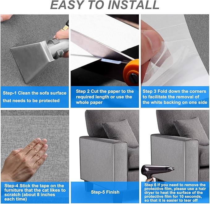 Anti-Cat Scratch Furniture Protector from Cats scratching-24-Pack Clear Sofa Guard Tape for Couches, Deterrent Pet Protection Film to Stop Cats Clawing Corners & Edges