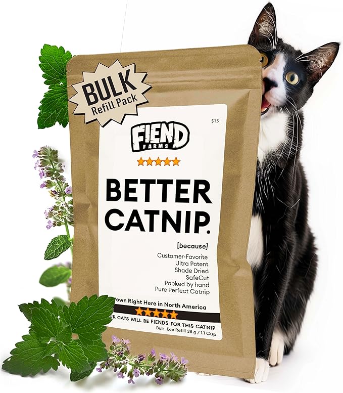 Fiend Catnip Safety-Cut 100% Pure Potent Fine Cat Nip for Cats & Kittens – Bulk Refill Rescue Pack 1.5 Cup (1.75 Ounce) – Ultra Potent, North American – Go Ahead, Create a Monster!
