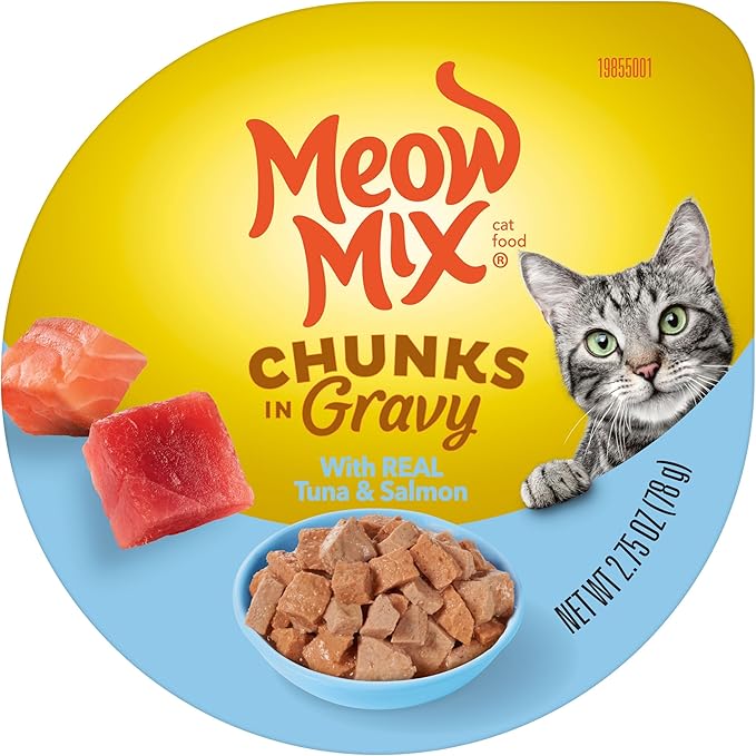Meow Mix Seafood Favorites Chunks in Gravy Wet Cat Food Variety Pack, 2.75 Ounce (Pack of 48)