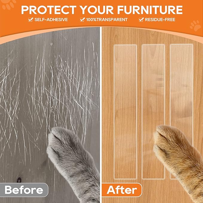 Door Protector from Dog Scratching, Window Sill Protector, Clear Sided Shield Protection Barrier Anti Cat, Dog Scratching, Slobbering, and Clawing Furniture, Glass, Car Door, Couch 4in x 32.8'