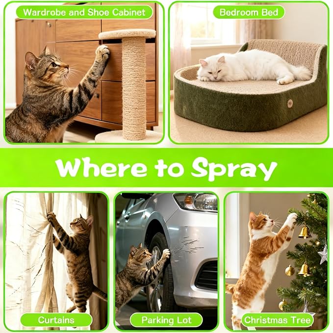 Cat Deterrent Spray, Natural Non-Toxic Cat Repellent Spray, Indoor & Outdoor Pet Training Cat Anti-Scratch Spray for Furniture, Carpet, Sofas, Curtain Protection, No Trace Formula (200 ML)