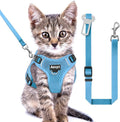 Cat Harness and Leash for Walking, The Upgrade Can be Adjusted in Four Directions and Breathable Cat Harness for Anti Escape that can be Fitted and Positioned, Reflective Strips Harness, Blue, XS