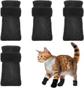 4 Pcs Adjustable Cat Claw Protectors Covers Cat Mittens to Prevent Scratching Mesh Breathable Cats Shoes Kitten Shoes Socks Booties Anti Scratch Kitten Foot Covers for Pet Bathing (Black, XL)