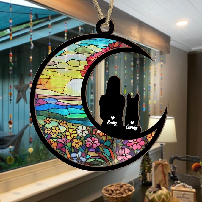 Dog Memorial Ornament, Pet Loss Suncatcher, Gifts for Dog Lovers