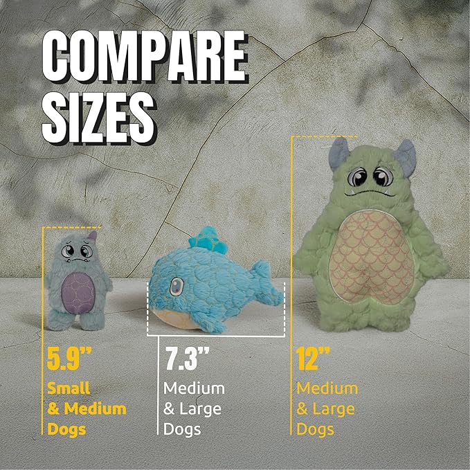 Bite Force - Durable & Strong Dog Toy Blue Whale with Squeaker, Kevlar-Reinforced Seams for Aggressive chewers- Blue.