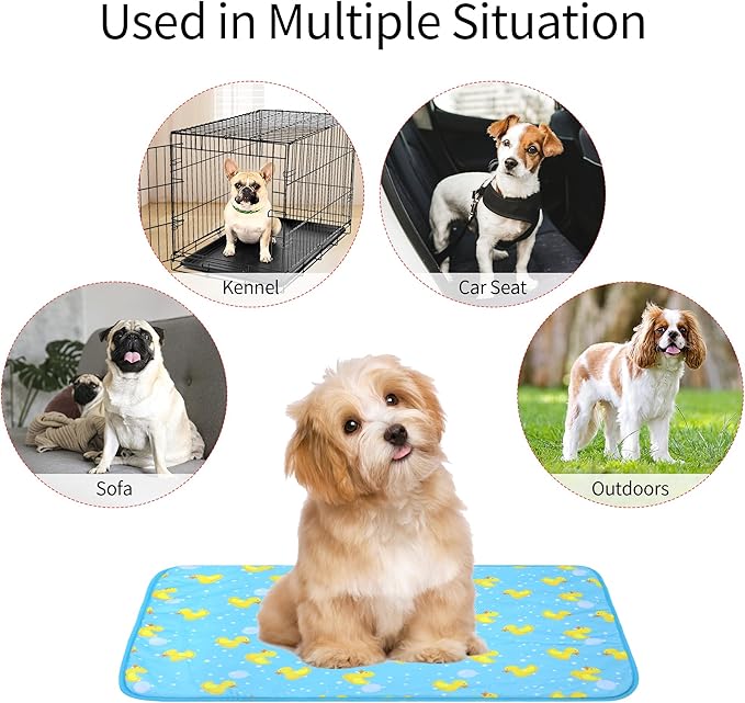 NACOCO Summer Pet Cooling Mat - Cat Dog Cushion Pad Sleeping Cool Ducks Comfortable Soft for Pets Kids and Adults(Blue Duck, S)