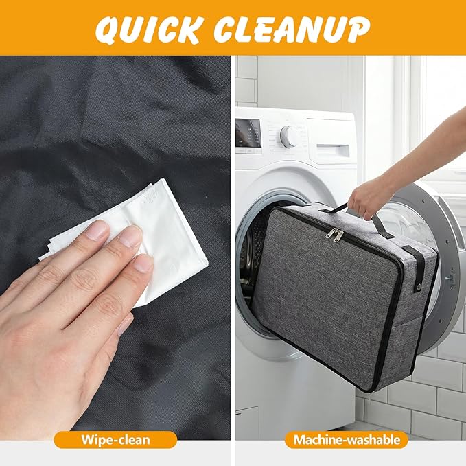 Foldable Travel Litter Box for Cats with Zipped Lid, Portable Cat Litter Box, No Leakage, No Smell, Waterproof for Travel, Car, Camping, Hotel