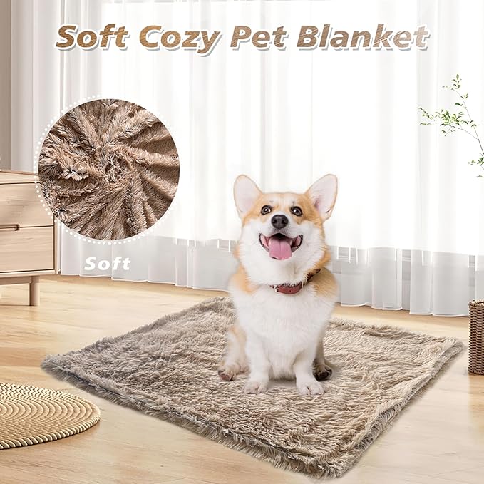 PJYuCien Fluffy Fleece Calming Pet Throw Blanket, Super Soft and Warm for Indoor Cats and Dogs, Medium 24" * 32", Machine Washable, Puppy Bed (Brown)