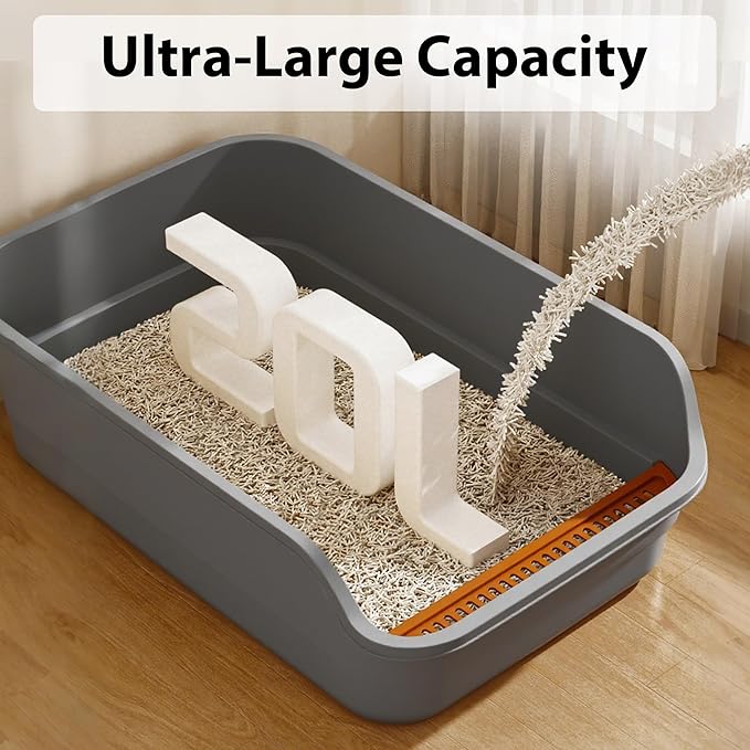 Gefryco Senior Cat Litter Box Low Entry Extra Large Litter Box for Indoor Cats Corner Low Cat Pan
